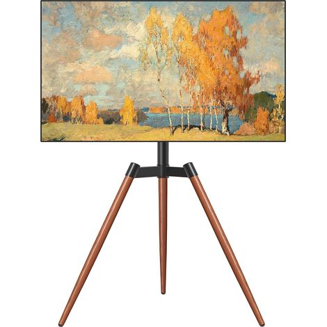 Support TV Universel avec Trépied RFIVER - Trépied Easel - Écrans mesurant Entre 32 et 65 Pouces - Téléviseurs LCD/LED/OLED/QLED - Pivotement et Hauteur réglable - VESA 400x400 - Brun (1/5)