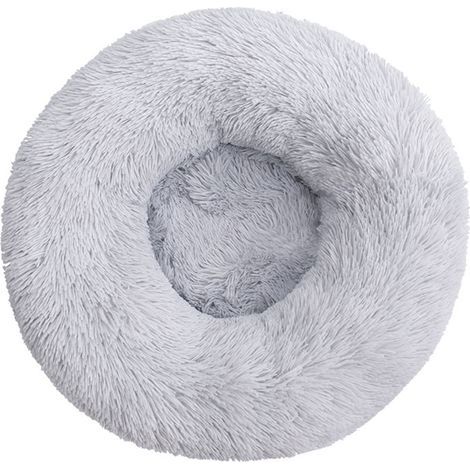 Panier/coussin pour chat en forme de donut, gris clair, diamètre 40 cm (1/5)