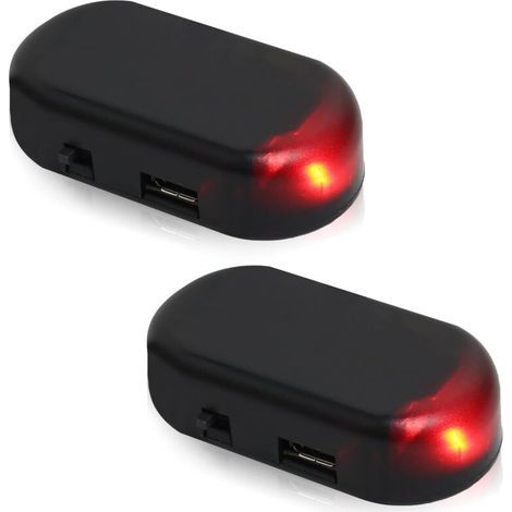 pezzi di allarme solare per auto, luce LED di allarme per auto, luci di allarme solari simulate, avviso di sicurezza, luce lampeggiante antifurto con porta USB per la maggior parte delle auto (rosso) (1/5)