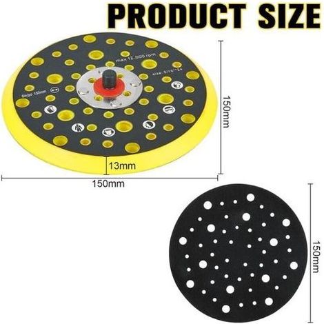 6 Pouces 52 Trous Plateau Ponceuse Compatible avec Mirka Deros Abranet Orbitale - 150mm plateau de Ponçage Disque Meuleuse Set Filetage 5/16 Base de Poncage pour le Meulage de Polissage (1/5)