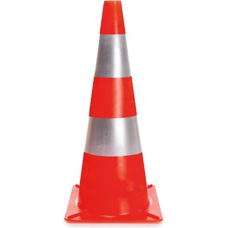 Cône de signalisation avec 2 bandes réfléchissantes, usage récréatif, 50 cm (1/3)