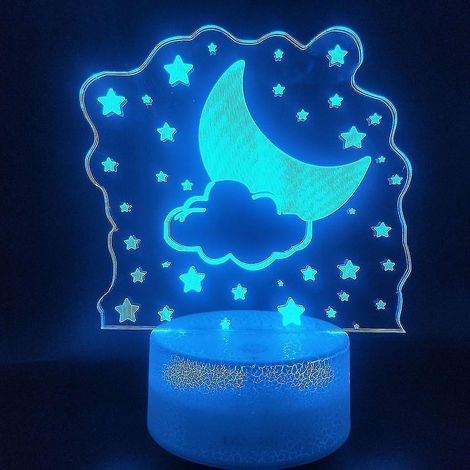 Veilleuse LED 3D Lune et Étoile, lampe de table pour chambre d'enfant (1/3)