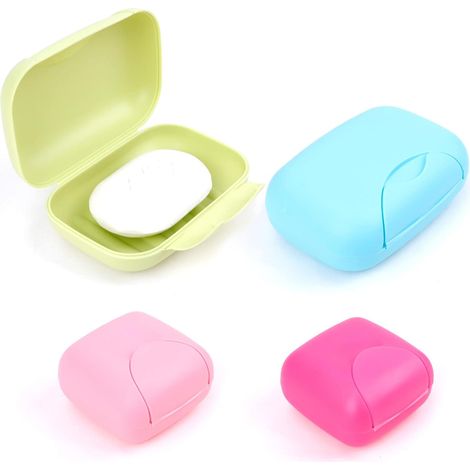 Juego de 4 jaboneras de viaje coloridas, impermeables y con tapa, para usar en casa, en el baño o de viaje (2 pequeñas + 2 grandes).