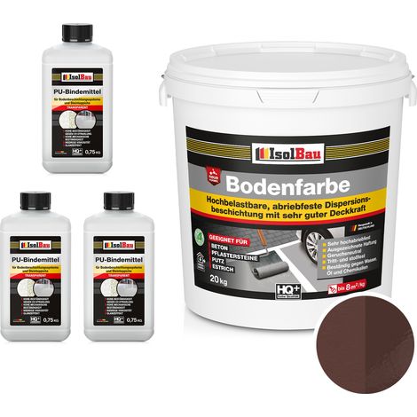 Pintura para suelos de resina IsolBau 2K para hormigón, 20 kg, color marrón. (1/5)