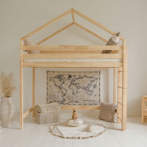 Letto a mezza altezza 90x190 con rete a doghe Candice Bois