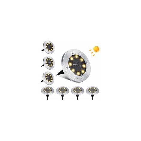 Memkey – Luci solari per esterni, 8 LED, impermeabili IP65 – Acciaio inossidabile – Luce bianca calda – Confezione da 8 per vialetti e giardini - Crezuo
