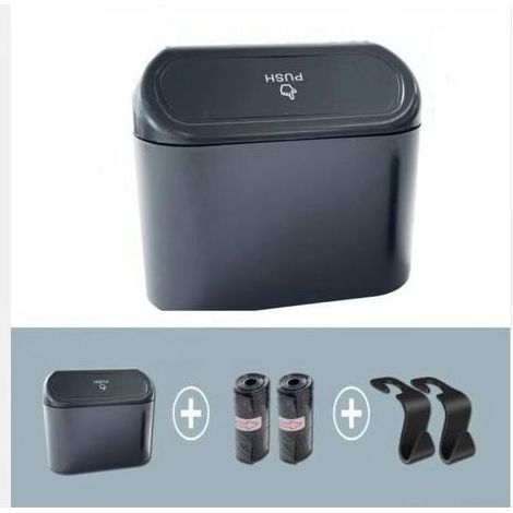 1 pièce petite poubelle de voiture avec couvercle et sac poubelle, étanche, adaptée à la maison, au bureau et à la cuisine