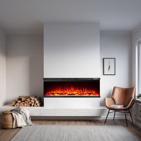 Chimenea Eléctrica Usini, Calefacción Hasta 30 m², Potencia (kW) 0.75/1.5, Interior, 101x20x44h cm Negro