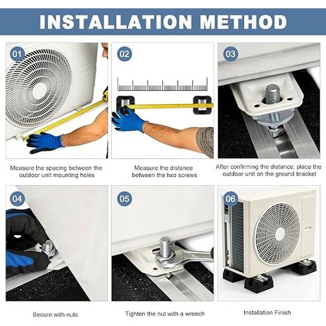 Heat Pump Vibration Dampers, Rubber Anti-Vibration Pads 110 x 110 x 65 mm for Outdoor Unit Air Conditioner, Rubber Buffers Load 180 kg (1/4)