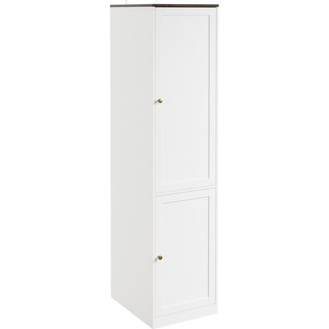 SoBuy  Armario Blanco Pequeño con 2 Puertas  Ropero Moderno Estrecho con Barra  Armario de Melamina para Dormitorio, Pasillo o Vestidor  45×55×187 cm  Capacidad de carga 50 kg  KSB03-W (1/5)