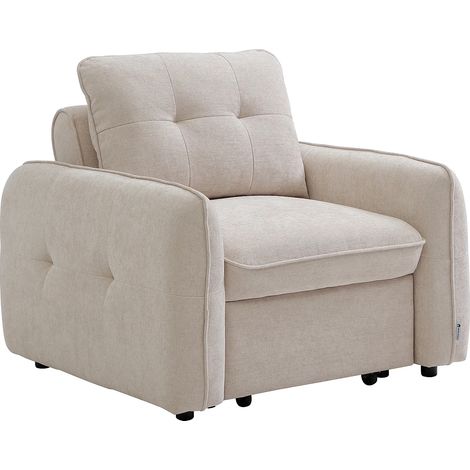 Fauteuil convertible en tissu texturé beige POBAVA (1/5)