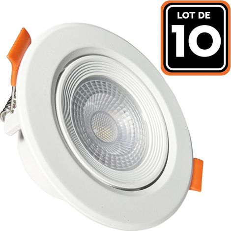 Europalamp – Lot de 10 spots LED encastrables ronds 5W – Blanc froid 6500K – Angle de diffusion 60° – Économie d'énergie jusqu'à 80%