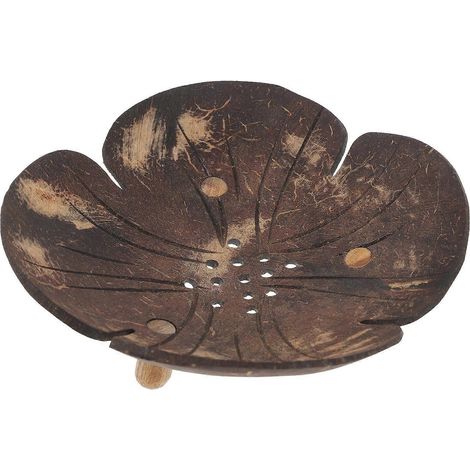 Porte-savon en coquille de noix de coco, porte-savon, porte-shampoing, récipient à savon (style pétale)-12x12CM-Coffee (1/2)