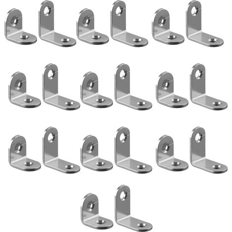 Équerres de fixation (lot de 20), supports en L pour bois avec 45 vis, équerres métalliques 30 x 30 mm, acier inoxydable, pour meubles, étagères, chaises, tables et fenêtres en bois. (1/5)