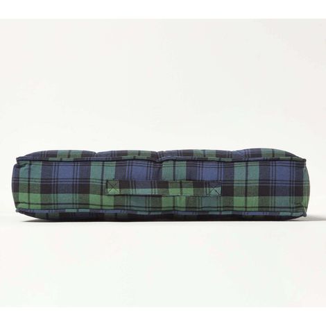 HOMESCAPES Black Watch Tartan Cotton Armchair Booster Cushion (1/5)