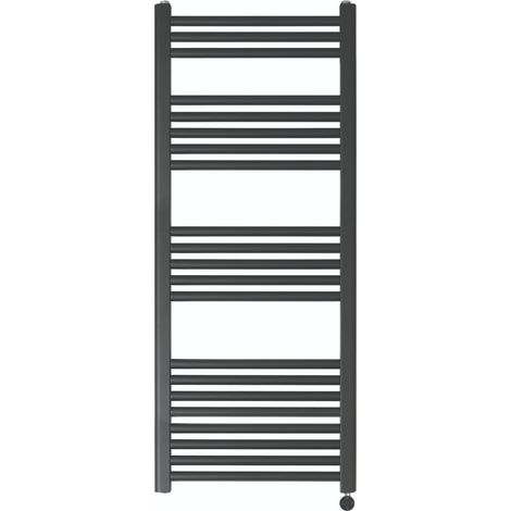 JTP Vos Electric Towel Rail with Thermostatic Heating Element 1200mm H x 500mm W - Matt Black (1/3)