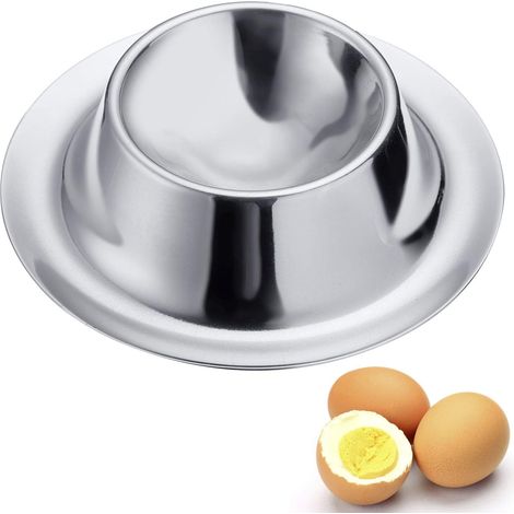 portauova, rotondi, impilabili, ø 8,5 cm, in acciaio inox, argento (1/5)