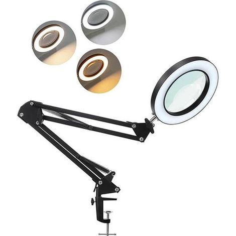 2 in 1 LED Schreibtischlampe mit Lupe 3 Beleuchtungsmodi 10 Helligkeitsstufen Für Nahlesen, Reparaturen und Handarbeiten (1/5)