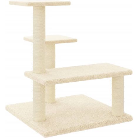 Árbol para gatos mueble torre trepar juguete rascador plataforma con postes de sisal 61 cm crema 020022518 (1/5)
