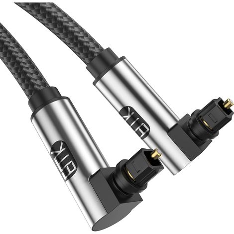 Câble Optique Audio 90 Degrés Câble Toslink Câble pour Home Cinéma,Télévision,Barre de Son,Console de Jeu,Lecteurs Blu-ray,Enceinte,Projecteur,Amplificateur (1,5Mètres) (1/5)