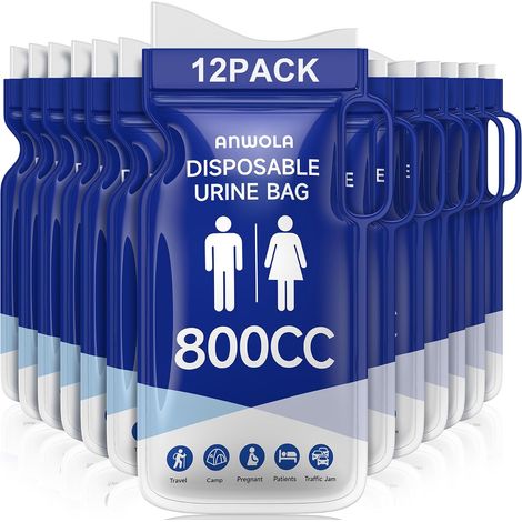 Portable Urinal for Men, Disposable Urine Bag with Handle, Emergency Urinal Bags, Travel Urinal Bag for Men, Women, Pregnant, Patient, Kids, Travel, Car, Camping, Hiking (1/5)