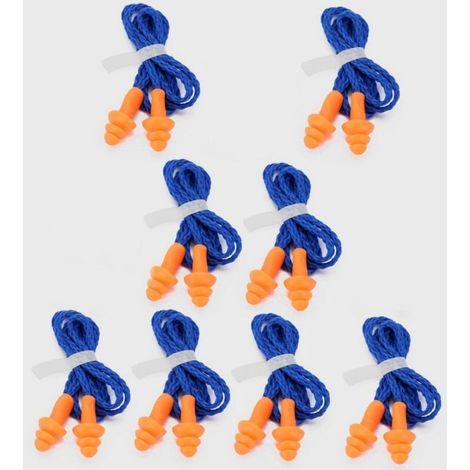 Packung mit 20 Paar wiederverwendbaren Silikon-Ohrstöpseln mit Kabel zur Geräuschdämpfung und zum Gehörschutz (orange) (1/4)