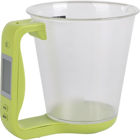 Balance de cuisine électronique portable pour usage domestique, 1 kg, avec verre doseur et écran LCD, idéale pour le café, le lait et les épices (vert).-AquaForge (1/5)