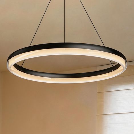 Mai & Mai Lampadario a Sospensione 30W, Lampada 3000-6000K con Filo 110 CM, Altezza regolabile, Lampada da Soffitto a Sospensione per Camera da Letto e Soggiorno, 65cm, Nero Sabbia, Luvina05 (1/5)