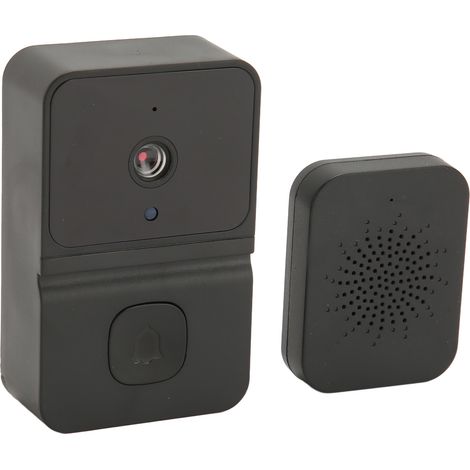 Sonnette vidéo sans fil intelligente avec caméra WiFi, interphone, détection de mouvement, vision nocturne et sonnerie intérieure noire (1/5)