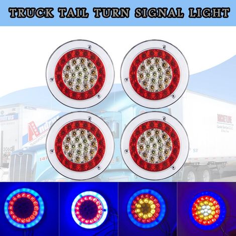 Feux arrière camion 4 pièces 56LED multicolore haute luminosité 24V pour remorque poids lourd, éclairage guide signalisation, kit de 4 feux de queue (1/5)