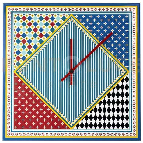 OROLOGIO GRANDE 50X50 DECOR IN CRISTALLO ACRILICO DECORATO DISEGNO FOULARD