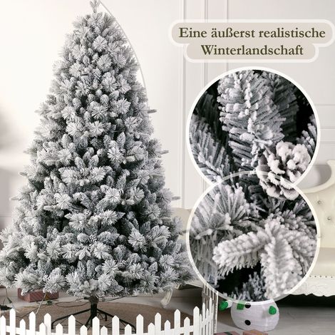 Sapin de Noël artificiel lumineux 180cm avec 1348 branches, 320 LED blanc chaud, PVC et PE, effet neige, aspect naturel, montage facile, arbre décoratif pour fêtes (1/5)