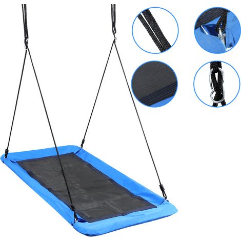 Jopassy Altalena quadrata per esterni con corda regolabile carico massimo 300 kg blu/nero (1/5)
