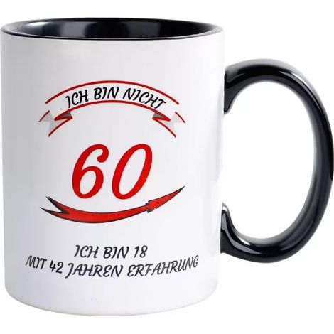 Tazza in ceramica NOVAJOY con scritta, regalo per il 60° compleanno, bianca (1/5)