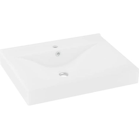 Luxus-Waschbecken/Waschmuschel/Waschtisch mit Hahnloch Matt-Weiß 60x46 cm Keramik (1/5)