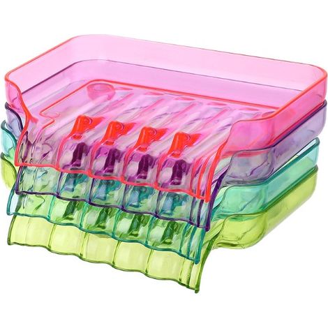 Bonbons couleur ventouse boite savon egouttoir, salle de bain évier boîte à savon (poudre transparente) (1/4)