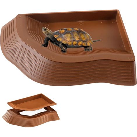 Schildkröten-Wasserloch, Reptilienbad mit Rampe, Wasserschale für kleine Schildkröten, Echsen, Amphibien und kleine Reptilien (27,4 × 19,7 × 2,7 cm) (1/5)