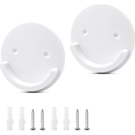 2 Pcs Supports de Tringle de Rideau de Douche Supports Muraux Universels pour Tringle à Rideau de Douche (Rond, Blanc) (1/5)