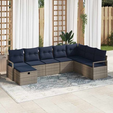 vidaXL Ensemble de Canapés avec coussin 8 pcs Gris polyrotin (1/5)