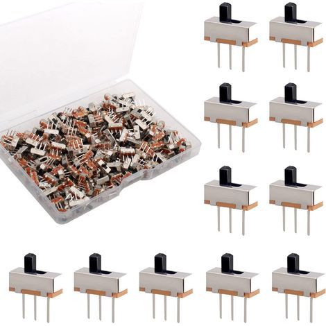 200 pcs Mini Interrupteur à Glissière 3 Broches 2 Positions 1P2T SPDT Micro Interrupteur à Glissière Vertical 0,5A, 50V DC, 3 mm pour DIY Small Electronic Power Project Assembly (1/5)
