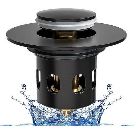Bouchon d'évier universel en laiton à clapet, avec panier filtrant et système anti-obstruction. Convient pour salle de bain et cuisine. S'adapte à tous les orifices de vidange. (1/5)