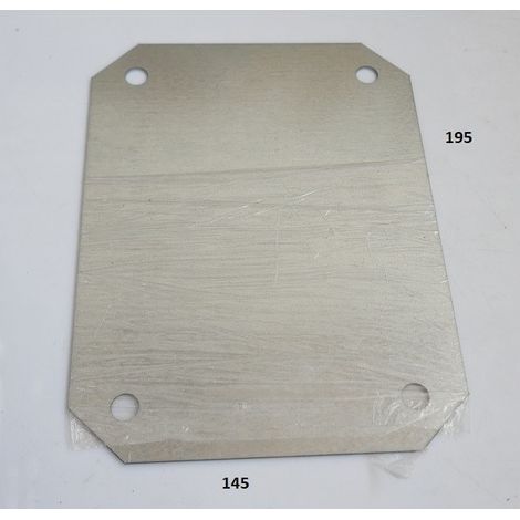 Platine métallique pleine 195x145mm acier galva pour boite soudée rectangle ou coffret industriel 215x165mm