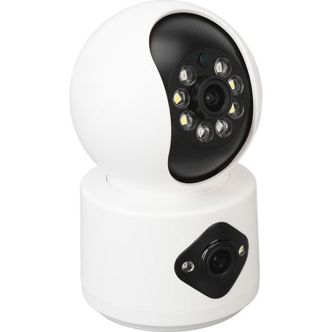 Caméra de Surveillance Intérieure Double Objectif HD Vision Nocturne Interphone Bidirectionnel Caméra Intelligente 100-240V Prise UE (1/5)