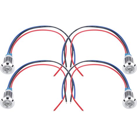 4 jeux de mini LED rondes précâblées à anode commune, voyants indicateurs bicolores 10 mm 110/220 V (rouge et bleu) (1/5)