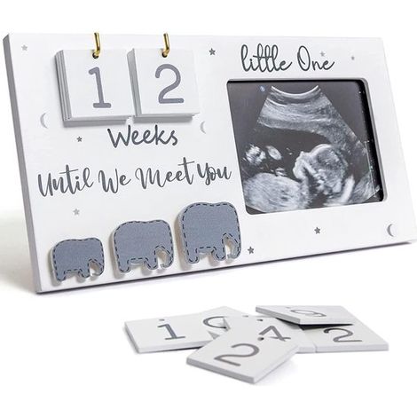 Cadre photo échographie - Cadre photo de grossesse avec calendrier hebdomadaire - Cadeau pour futurs parents et femmes enceintes (1/5)
