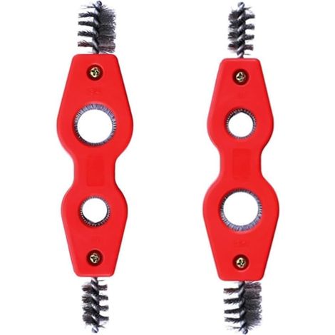 Lot de 2 brosses de nettoyage de tuyaux en cuivre rouge 4 en 1 pour ébavurer les tuyaux en PVC, PPR, cuivre, laiton et aluminium. Outils à main.
