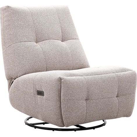 Fauteuil relax pivotant en tissu chenille beige COSADO (1/5)