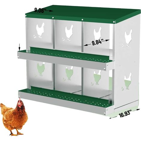 Casiers à Nids pour Poules, Matériau Galvanisé, Options de Compartiments Multiples, Vert 6 trous (1/2)