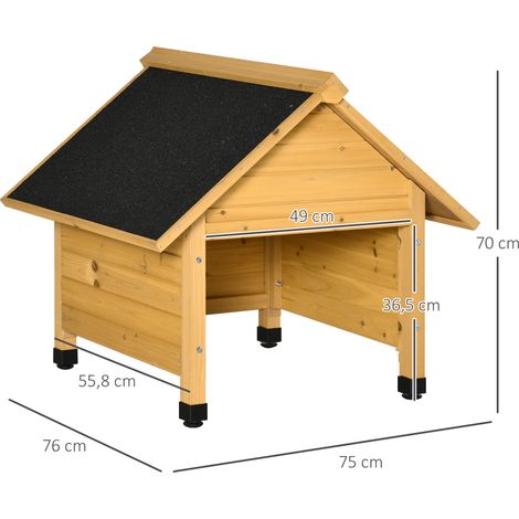 Abri en bois pour tondeuses robotisées, protection contre le soleil et la pluie, jaune, 75 x 76 x 70 cm (1/5)