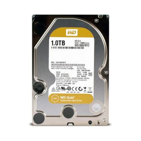 Hard Disk Interno 3.5" 1TB Western Digital WD Gold WD1005FBYZ Enterprise SATA 3 7200RPM 128MB - Nuovo Disassemblato (New Pull) linea Enterprise / Datacenter